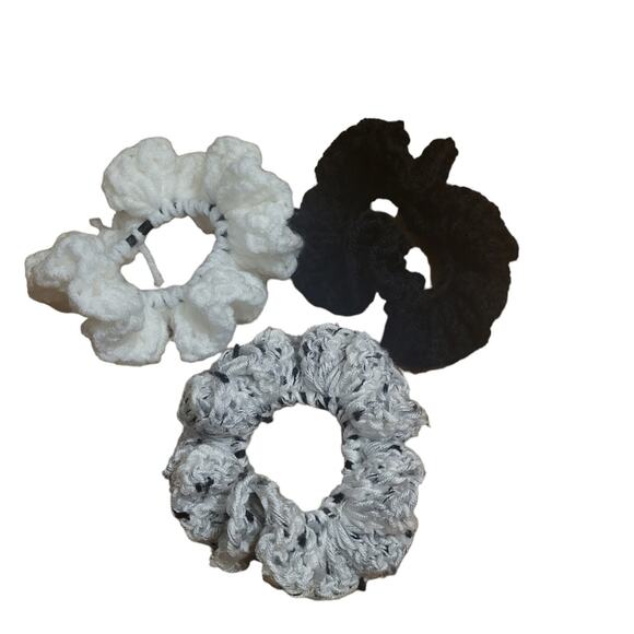 Hand Crafted Accessories - Handmade crochet salt and pepper scrunchie set